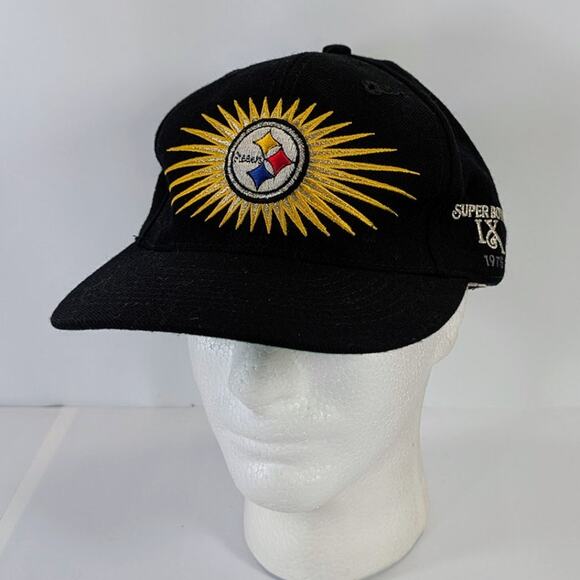 VTG Annco Pittsburgh Steelers 4x Super Bowl Starburst Strapback Cap Hat 90's - Picture 2 of 10